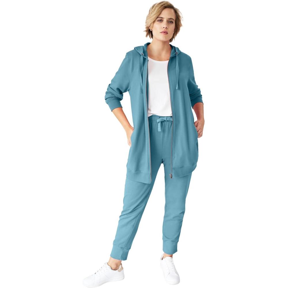 image:imageellos Plus Size Studio French Terry Drawstring Elastic Waistband JoggerBlue Sea