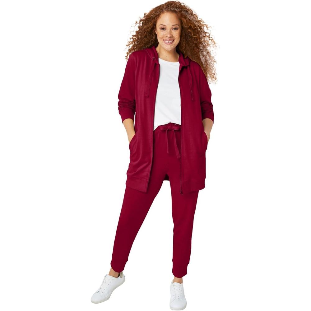 image:imageellos Plus Size Studio French Terry Drawstring Elastic Waistband JoggerRich Burgundy