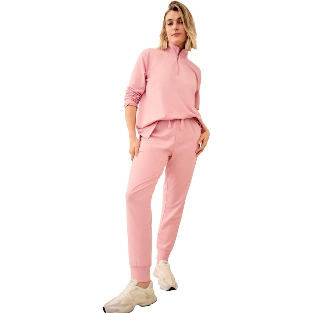 image:imageellos Plus Size Studio French Terry Drawstring Elastic Waistband JoggerWood Rose Pink