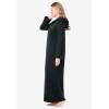 Dreams & Co. Plus Size Long Hooded Fleece Sweatshirt Robe(Heather Charcoal)