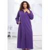 Dreams & Co. Plus Size Long Hooded Fleece Sweatshirt Robe(Pink)
