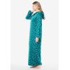Dreams & Co. Plus Size Long Hooded Fleece Sweatshirt Robe(Waterfall Hearts)