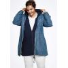 Ellos Plus Size Hooded Anorak Denim Jacket(Medium Stonewash)