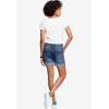 Ellos Plus Size Mid-Rise Stretch Frayed Cuff Hem Shorts(Medium Blue Distressed)