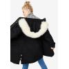 Ellos Plus Size Side-Snap Wool Parka(Black)