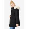 Ellos Plus Size Side-Snap Wool Parka(Black)
