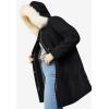 Ellos Plus Size Side-Snap Wool Parka(Black)
