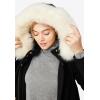 Ellos Plus Size Side-Snap Wool Parka(Black)