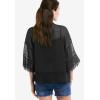 Ellos Women’s Plus Size Sheer Lace Trim wrap Cardigan Oversized(Black)
