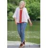 Ellos Women’s Plus Size Sheer Lace Trim wrap Cardigan Oversized(Black)