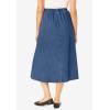 Woman Within Plus Size 7-Day Elastic-Waist All-Cotton Pull-On Denim Jeans Skirt(Black)