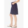 Woman Within Plus Size Adjustable Waist Chino Skort(Natural Khaki Flowers)