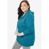 Woman Within Plus Size Better Fleece Zip-Front Hoodie Long Oversized Sweatshirt(Black)