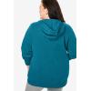 Woman Within Plus Size Better Fleece Zip-Front Hoodie Long Oversized Sweatshirt(Black Floral Embroidery)