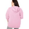 Woman Within Plus Size Better Fleece Zip-Front Hoodie Long Oversized Sweatshirt(Pink)