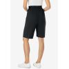 Woman Within Plus Size Elastic-Waist Knit Short(Black)