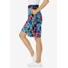 Woman Within Plus Size Elastic-Waist Knit Short(Black Multi Tropicana)
