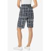 Woman Within Plus Size Elastic-Waist Knit Short(Black Watercolor Tile)