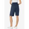 Woman Within Plus Size Elastic-Waist Knit Short(Navy)