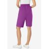 Woman Within Plus Size Elastic-Waist Knit Short(Purple Magenta)