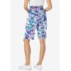 Woman Within Plus Size Elastic-Waist Knit Short(White Multi Batik)