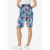 Woman Within Plus Size Elastic-Waist Knit Short(White Multi Tropicana)