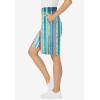 Woman Within Plus Size Elastic-Waist Knit Short(White Multi Watercolor Stripe)
