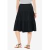 Woman Within Plus Size Elastic-Waist Knit Tiered Skirt(Black)