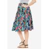 Woman Within Plus Size Elastic-Waist Knit Tiered Skirt(Black Multi Watercolor Tropicana)