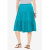 Woman Within Plus Size Elastic-Waist Knit Tiered Skirt(Pretty Turquoise)