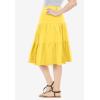 Woman Within Plus Size Elastic-Waist Knit Tiered Skirt(Primrose Yellow)