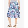 Woman Within Plus Size Elastic-Waist Knit Tiered Skirt(White Multi Batik)
