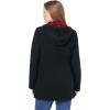 Woman Within Plus Size Flannel-Lined Denim Jacket Removable Hood Long Oversized Jean Coat(Black Twill Plaid)
