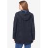 Woman Within Plus Size Flannel-Lined Denim Jacket Removable Hood Long Oversized Jean Coat(Indigo Plaid)