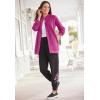 Woman Within Plus Size Fleece Baseball Jacket Long Oversized Fleece Coat(Classic Red)