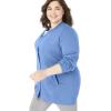 Woman Within Plus Size Fleece Baseball Jacket Long Oversized Fleece Coat(French Blue)