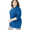 Woman Within Plus Size Fleece Baseball Jacket Long Oversized Fleece Coat(Heather Navy)