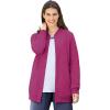 Woman Within Plus Size Fleece Baseball Jacket Long Oversized Fleece Coat(Heather Navy)