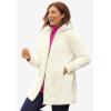 Woman Within Plus Size Fleece Hooded Jacket Long Oversized Zip-Up Fuzzy Hoodie(Evening Blue)
