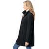 Woman Within Plus Size Fleece Swing Funnel-Neck Coat(Black)