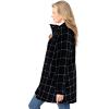 Woman Within Plus Size Fleece Swing Funnel-Neck Coat(Black Windowpane Plaid)
