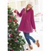 Woman Within Plus Size Fleece Swing Funnel-Neck Coat(Raspberry)
