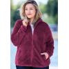 Woman Within Plus Size Fluffy Fleece Jacket Oversized Zip-Up Jacket(Evening Blue)