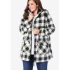 Woman Within Plus Size Hooded Fleece Coat(Black Buffalo Plaid)
