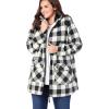 Woman Within Plus Size Hooded Fleece Coat(Bright Cobalt Buffalo Plaid)