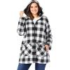 Woman Within Plus Size Hooded Fleece Coat(Bright Cobalt Buffalo Plaid)