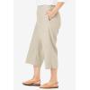 Woman Within Plus Size Linen Capri (Petite Available)(Natural Khaki Stripe)