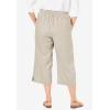 Woman Within Plus Size Linen Capri (Petite Available)(Natural Khaki Stripe)