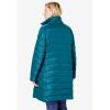 Woman Within Plus Size Long Packable Puffer Jacket(Black Ombre)