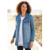 Woman Within Plus Size Long Stretch Denim Jacket Oversized Jean Jacket(Olive Green)
